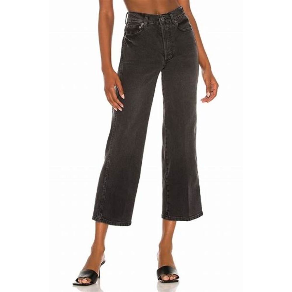Boyish High-Rise Wide Crop Jeans — Black